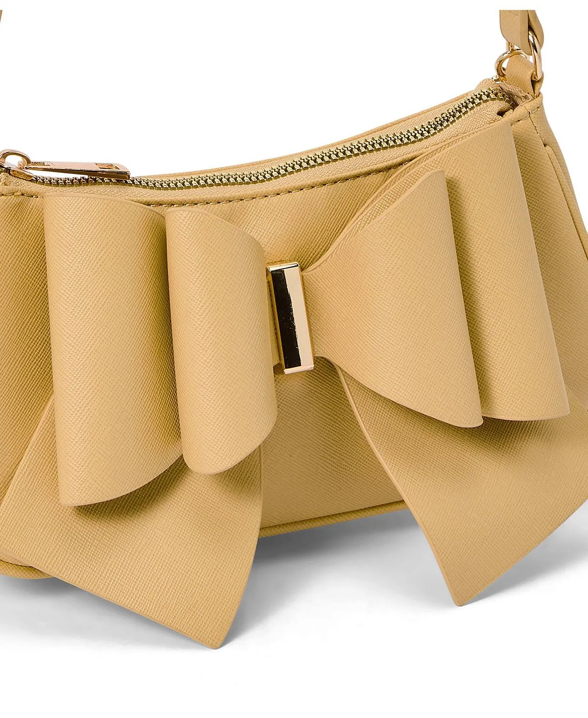 LIKE DREAMS Women's Spring Baguette Crossbody Bag with Bow, Yellow