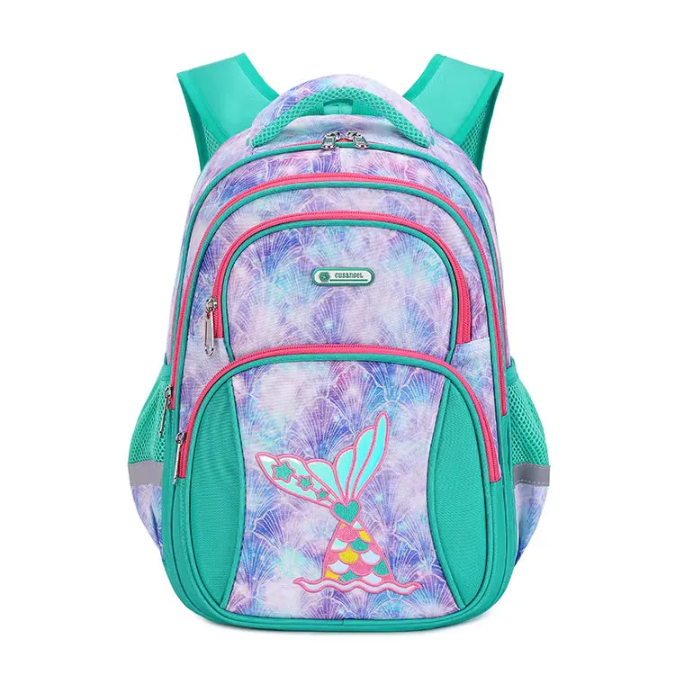 Magical Mermaid & Unicorn Print School Bag - Waterproof & Spacious Backpack for Kids