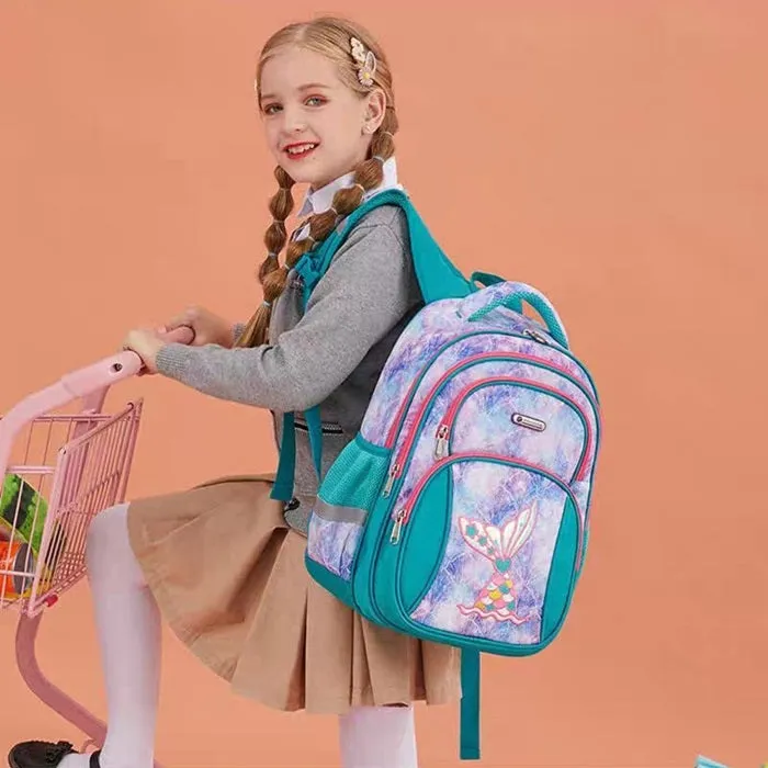 Magical Mermaid & Unicorn Print School Bag - Waterproof & Spacious Backpack for Kids