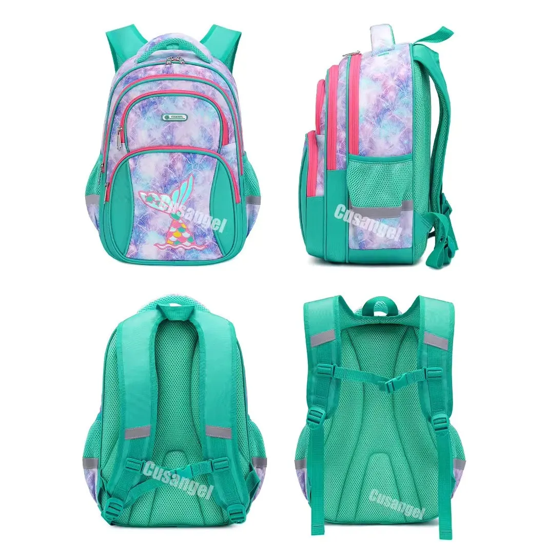 Magical Mermaid & Unicorn Print School Bag - Waterproof & Spacious Backpack for Kids