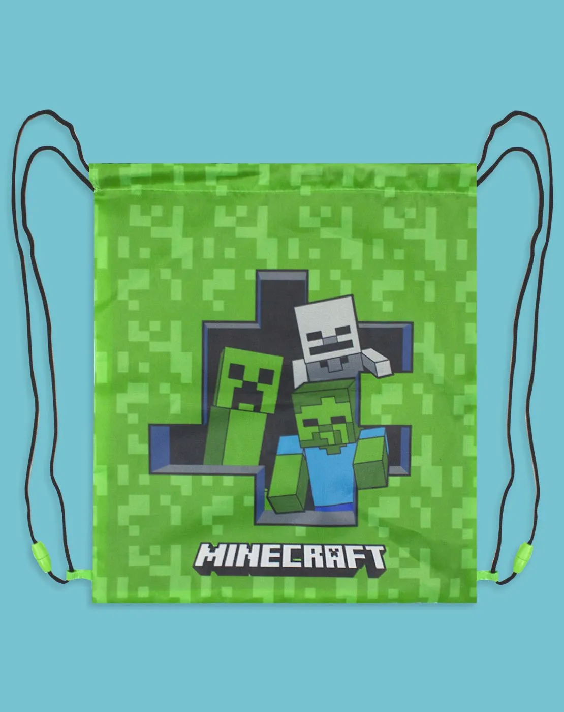 Minecraft Zombie Creeper Skeleton Drawstring Swim Bag - Green