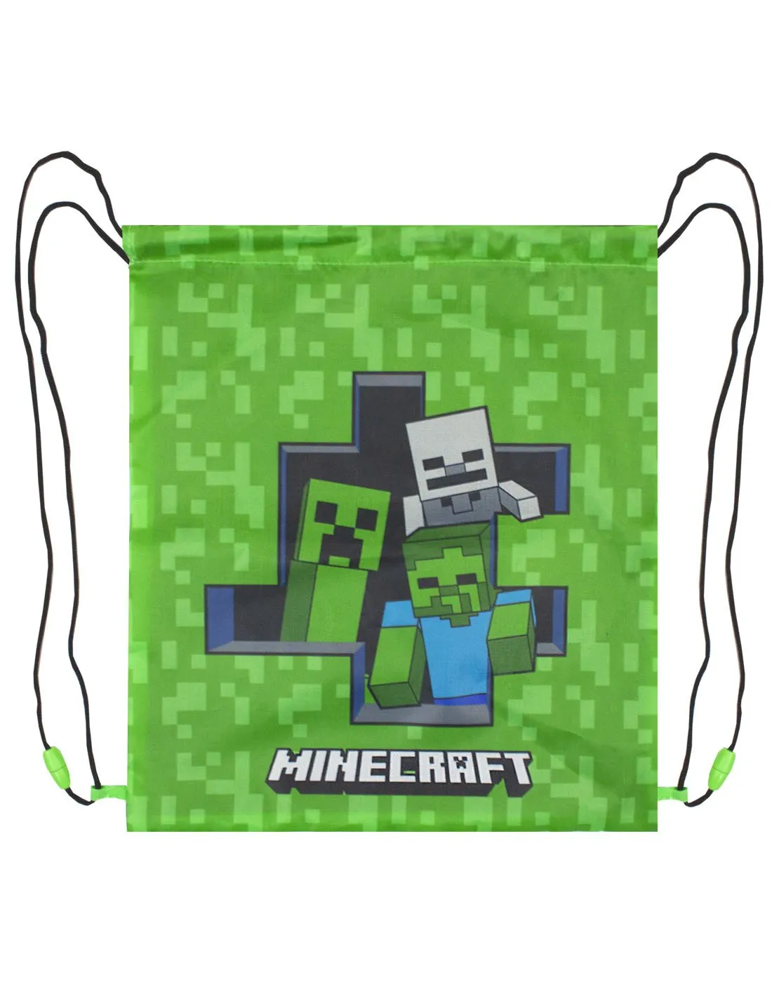 Minecraft Zombie Creeper Skeleton Drawstring Swim Bag - Green