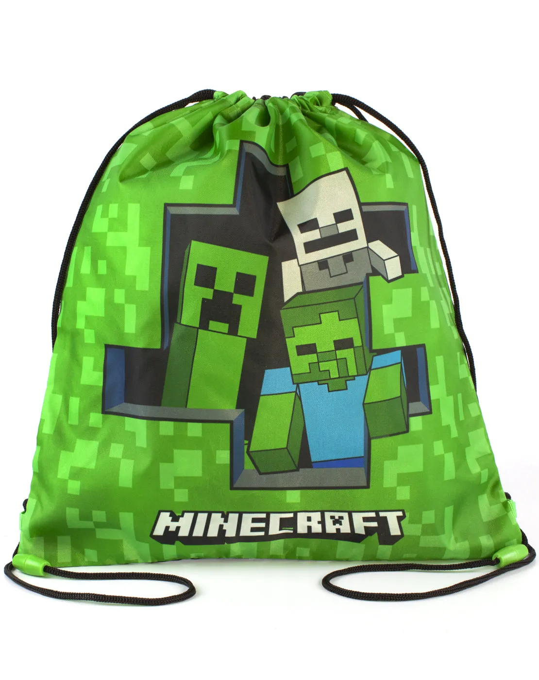 Minecraft Zombie Creeper Skeleton Drawstring Swim Bag - Green