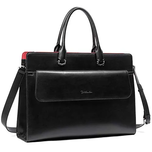 Mizuki Black Leather Briefcase Women's - Messenger Bags