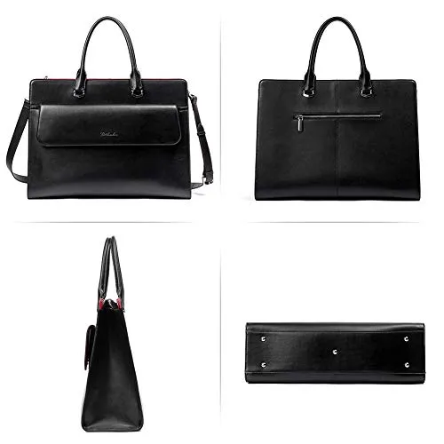 Mizuki Black Leather Briefcase Women's - Messenger Bags