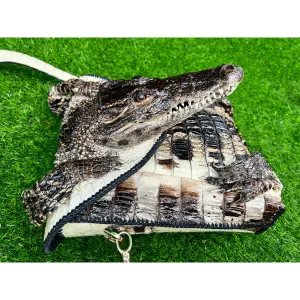 Natural Alligator Leather Crossbody Shoulder Bag, Casual Daypack Work Business