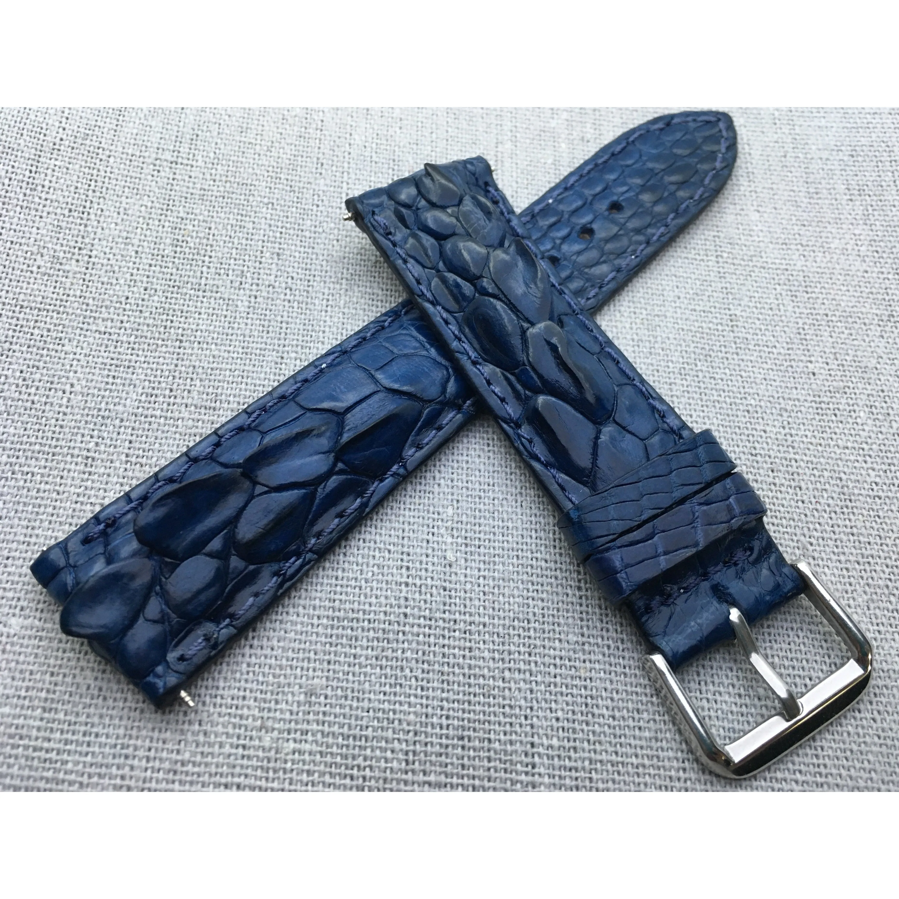 Navy blue Alligator Leather Watch Band For Men | Premium Crocodile Quick Release Replacement Wristwatch Strap | DH-82