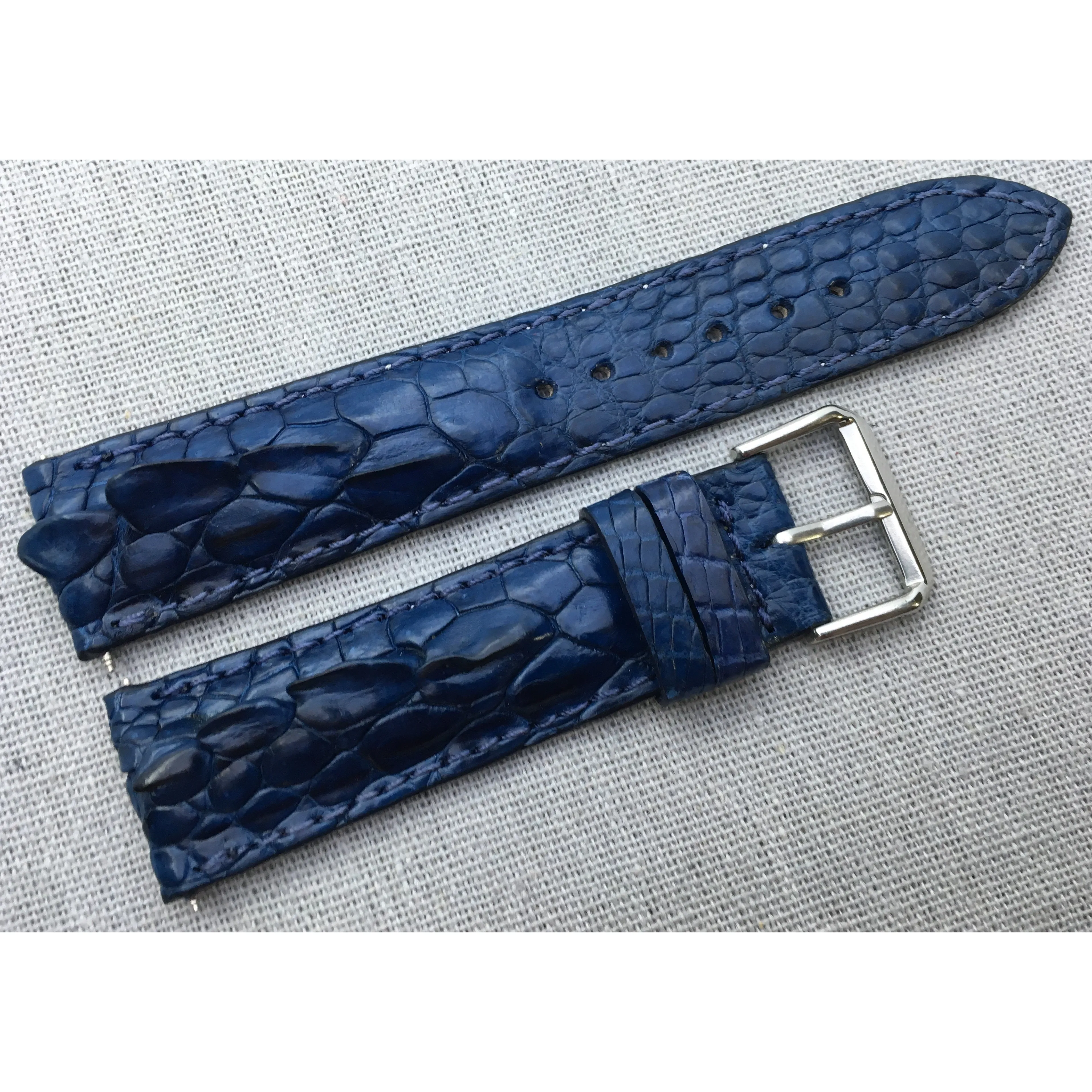 Navy blue Alligator Leather Watch Band For Men | Premium Crocodile Quick Release Replacement Wristwatch Strap | DH-82