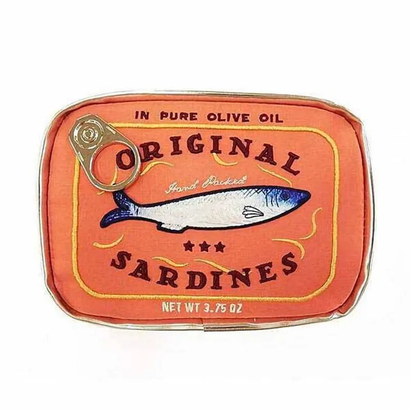 Novelty Retro Canned Sardines Style Portable Cosmetic Bag