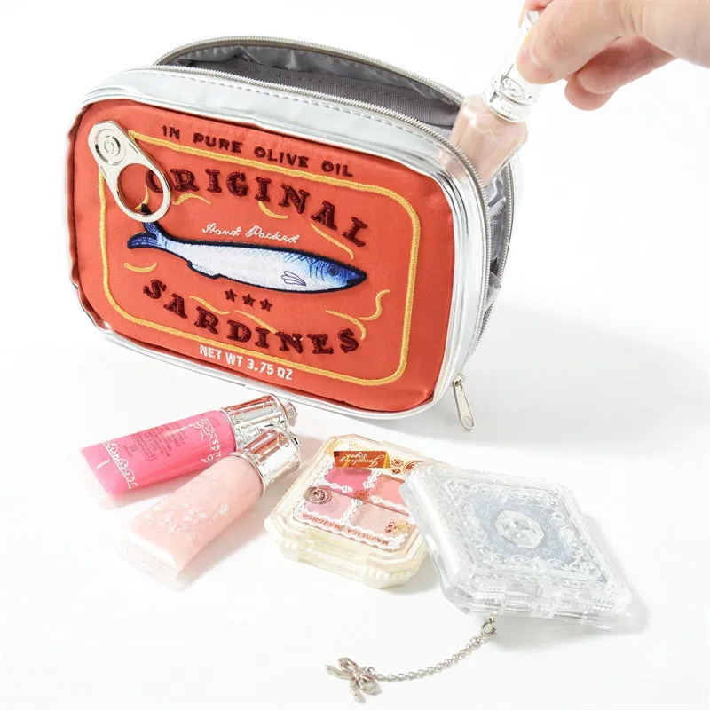 Novelty Retro Canned Sardines Style Portable Cosmetic Bag