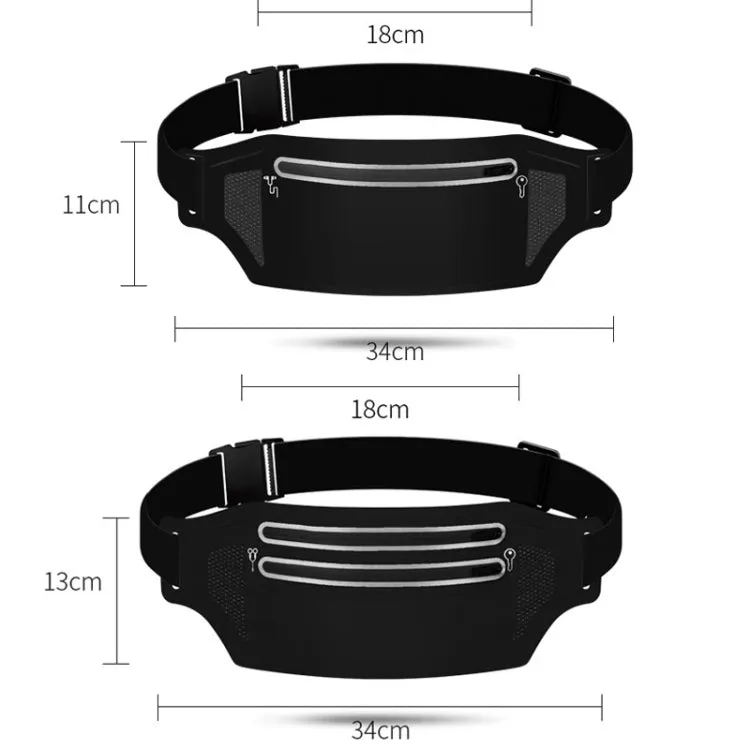 Outdoor Running Cell Phone Waist Pack Men And Women Waterproof Sports Gear, Style: Single Zipper Black