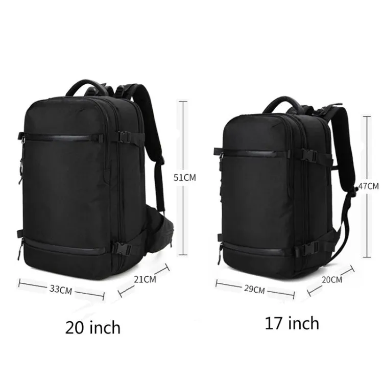 Ozuko 8983 Men Outdoor Waterproof Backpack Multi-Function Student Computer Travel Bag, Size: 20 inch(with Waist Bag)(Black)