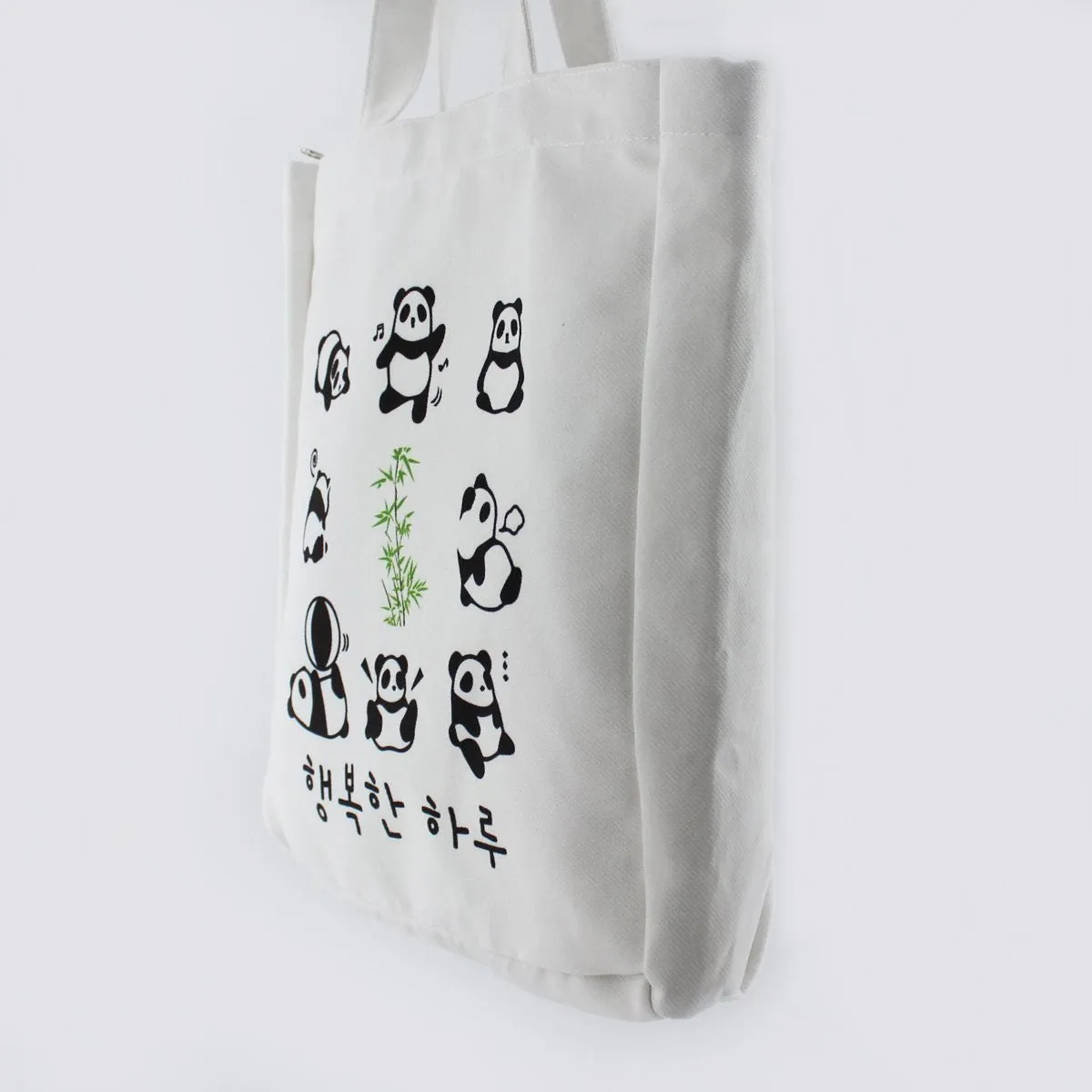 Panda Tote Bag White Flannel Fabric Kpop Tote Bag