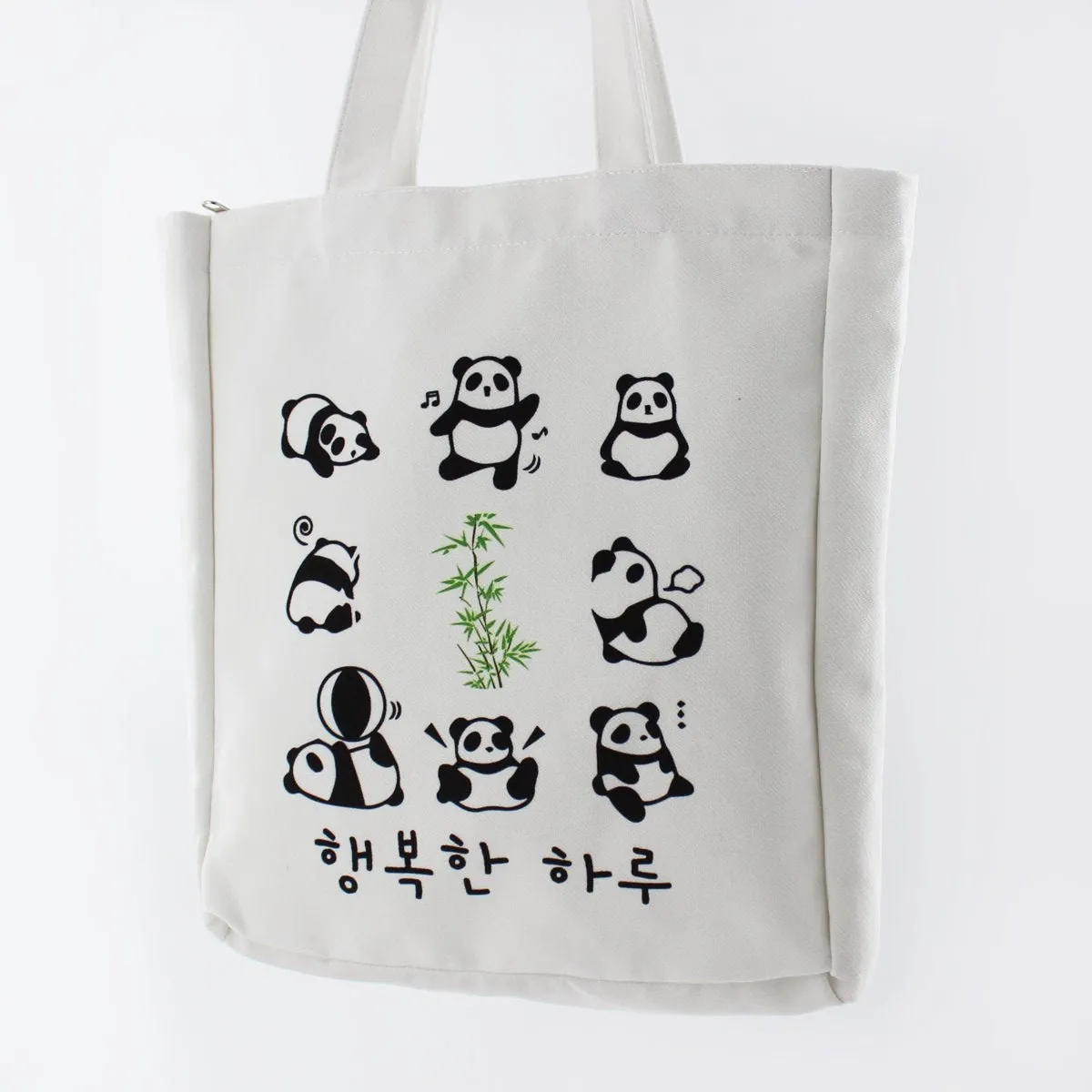 Panda Tote Bag White Flannel Fabric Kpop Tote Bag