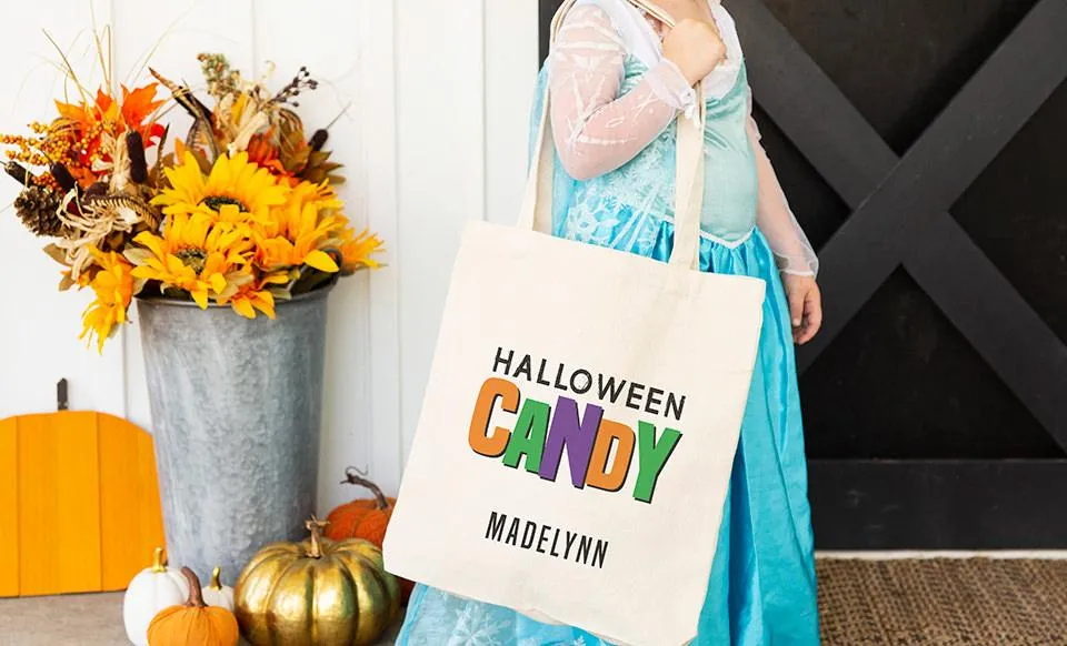 Personalized Kids Halloween Tote Bags