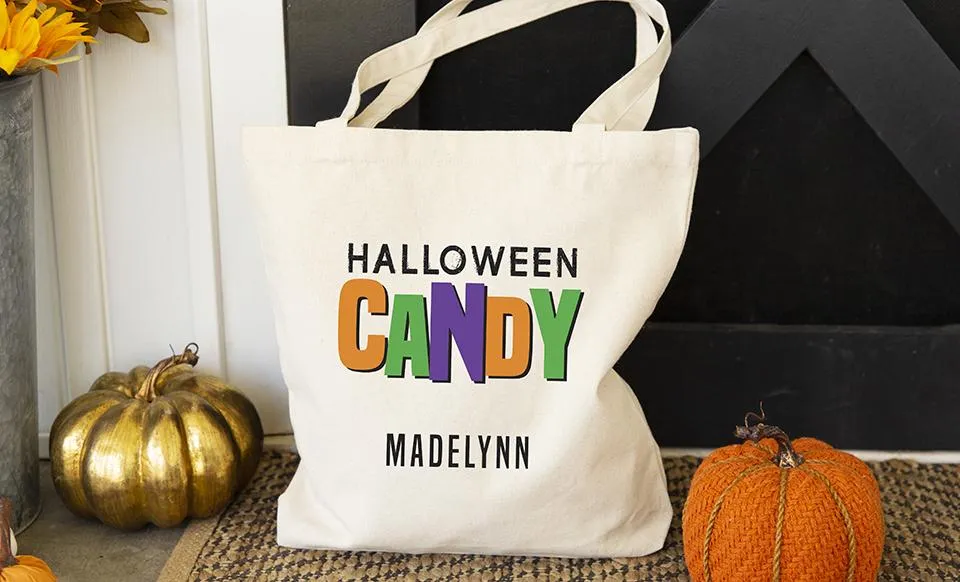 Personalized Kids Halloween Tote Bags