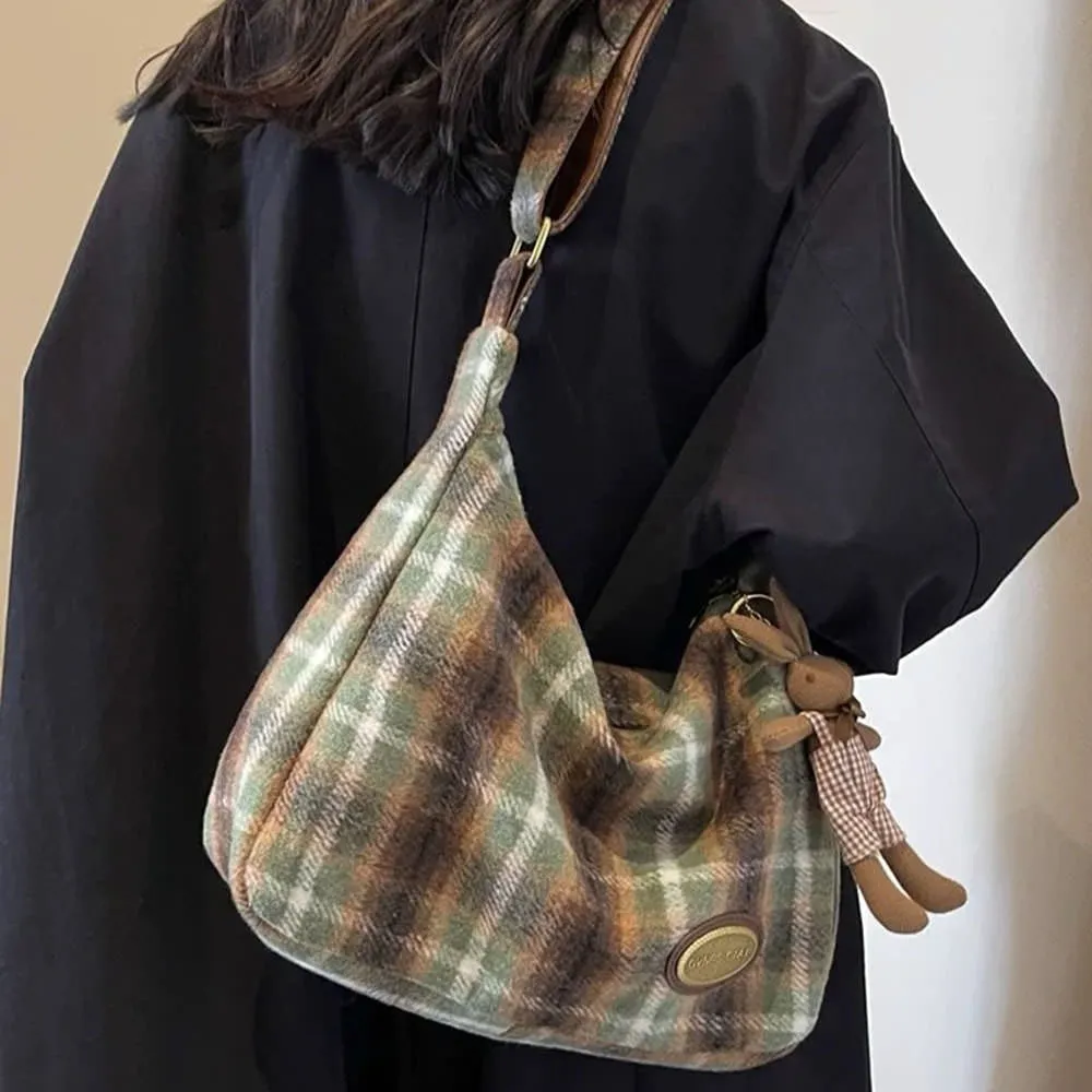 Preppy Style Plaid Shoulder Bag