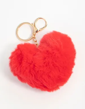 Red Fabric Heart Keychain