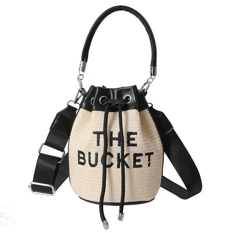 Soft Leather or Suede Bucket Print Crossbody Handbags