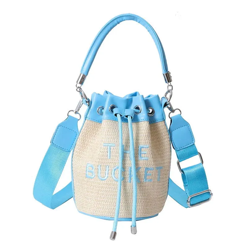 Soft Leather or Suede Bucket Print Crossbody Handbags