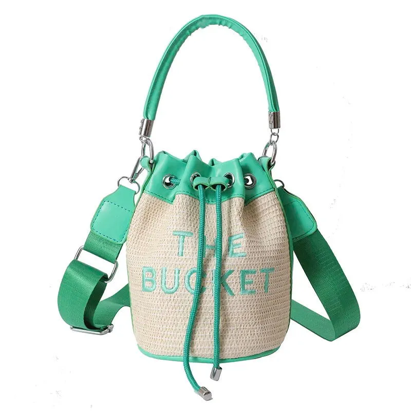 Soft Leather or Suede Bucket Print Crossbody Handbags