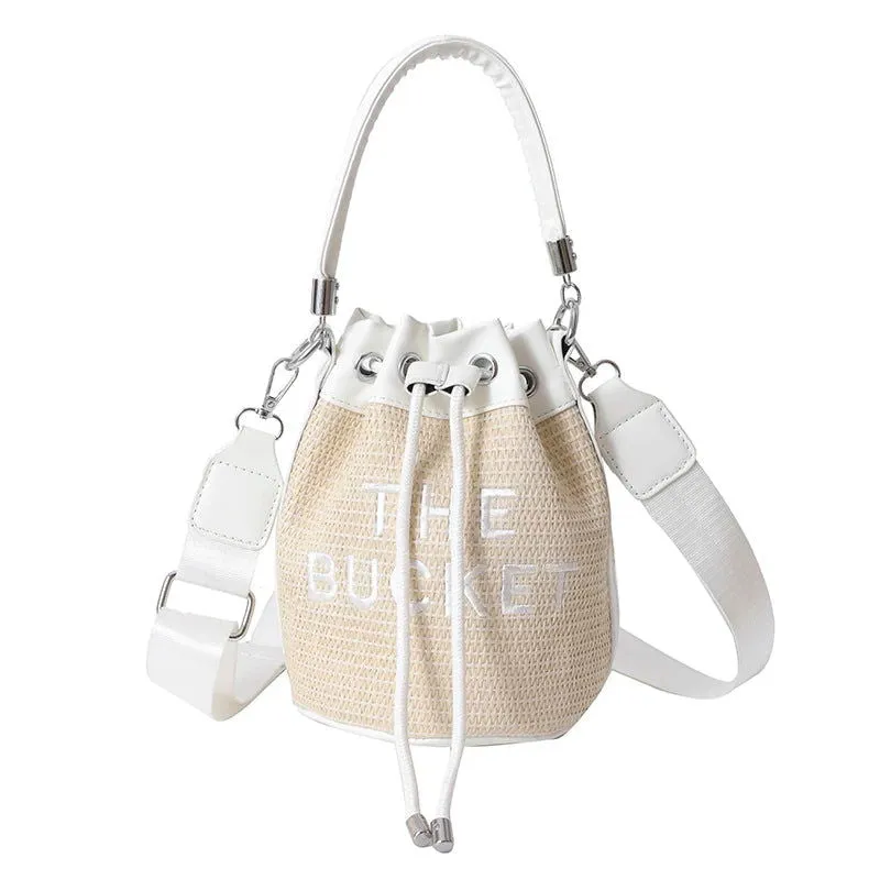 Soft Leather or Suede Bucket Print Crossbody Handbags