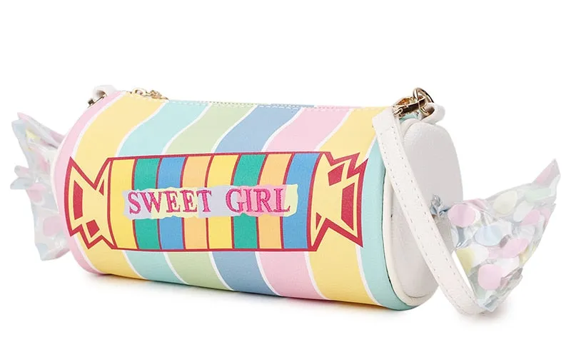 Sweet Candy Design Shoulder Bag - Color Stripe PU Women’s Fashion