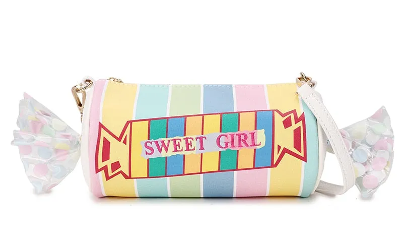 Sweet Candy Design Shoulder Bag - Color Stripe PU Women’s Fashion