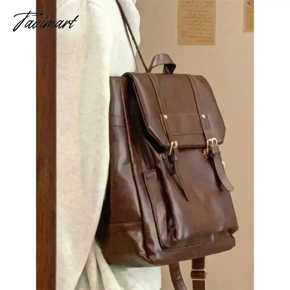 Tavimart Japanese JK Uniform Style School Backpack Women Autumn New Vintage Brown Bag College Student Classroom Backpacks