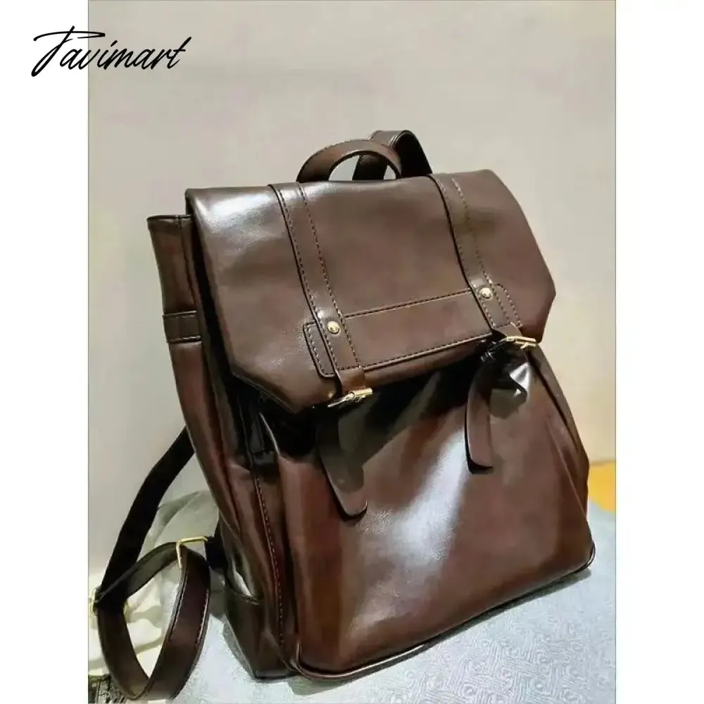 Tavimart Japanese JK Uniform Style School Backpack Women Autumn New Vintage Brown Bag College Student Classroom Backpacks