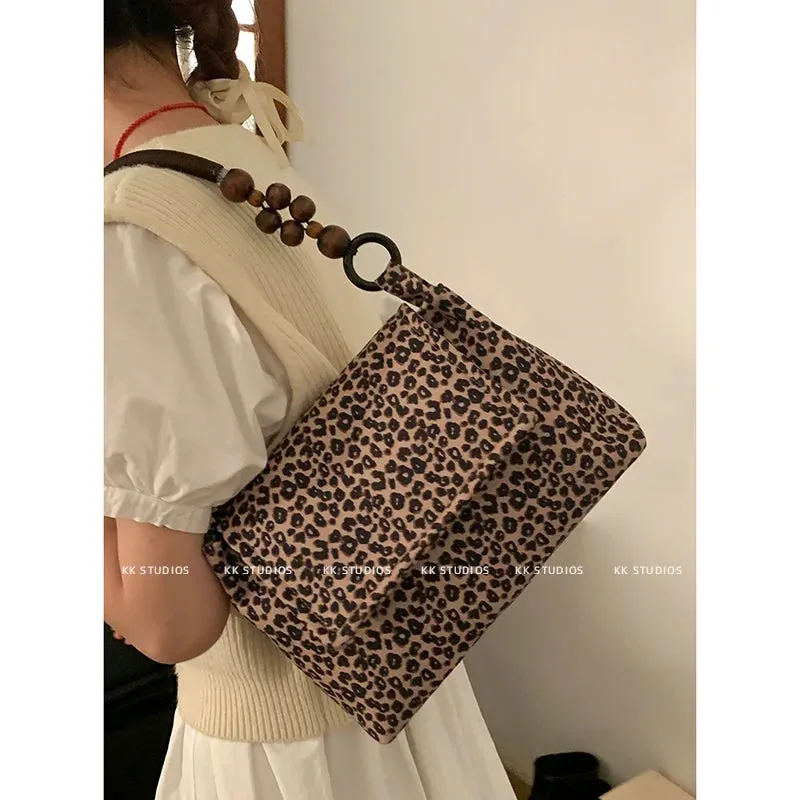 TAVIMART  -  Retro New Handbag for Women 2024 Spring Ummer Fashion Leopard Print Handbag Versatile Iche Underarm Shoulder Bag