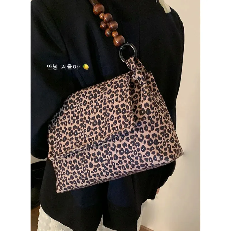 TAVIMART  -  Retro New Handbag for Women 2024 Spring Ummer Fashion Leopard Print Handbag Versatile Iche Underarm Shoulder Bag