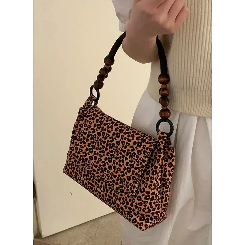 TAVIMART  -  Retro New Handbag for Women 2024 Spring Ummer Fashion Leopard Print Handbag Versatile Iche Underarm Shoulder Bag