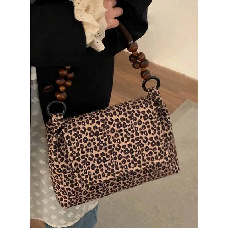 TAVIMART  -  Retro New Handbag for Women 2024 Spring Ummer Fashion Leopard Print Handbag Versatile Iche Underarm Shoulder Bag