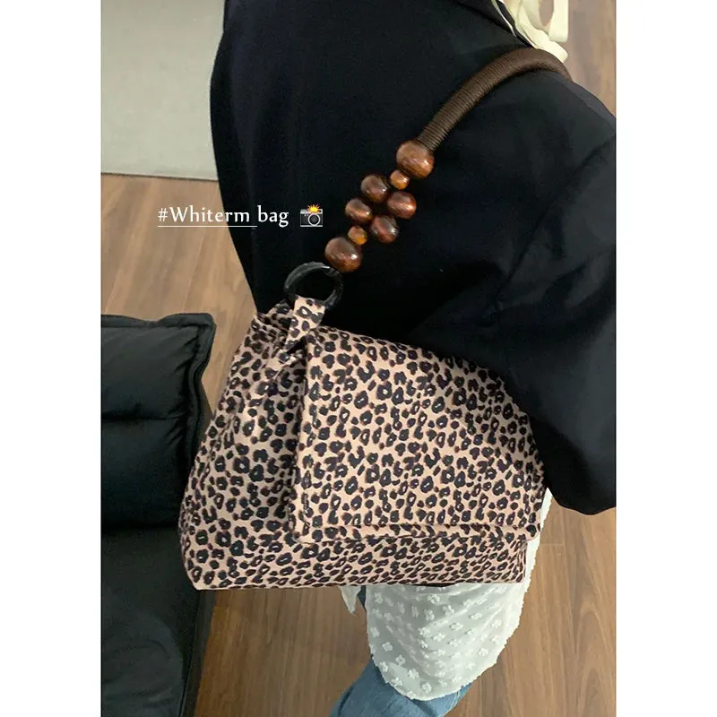 TAVIMART  -  Retro New Handbag for Women 2024 Spring Ummer Fashion Leopard Print Handbag Versatile Iche Underarm Shoulder Bag