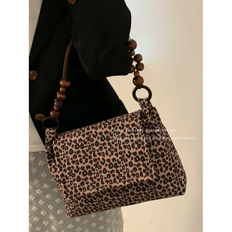 TAVIMART  -  Retro New Handbag for Women 2024 Spring Ummer Fashion Leopard Print Handbag Versatile Iche Underarm Shoulder Bag