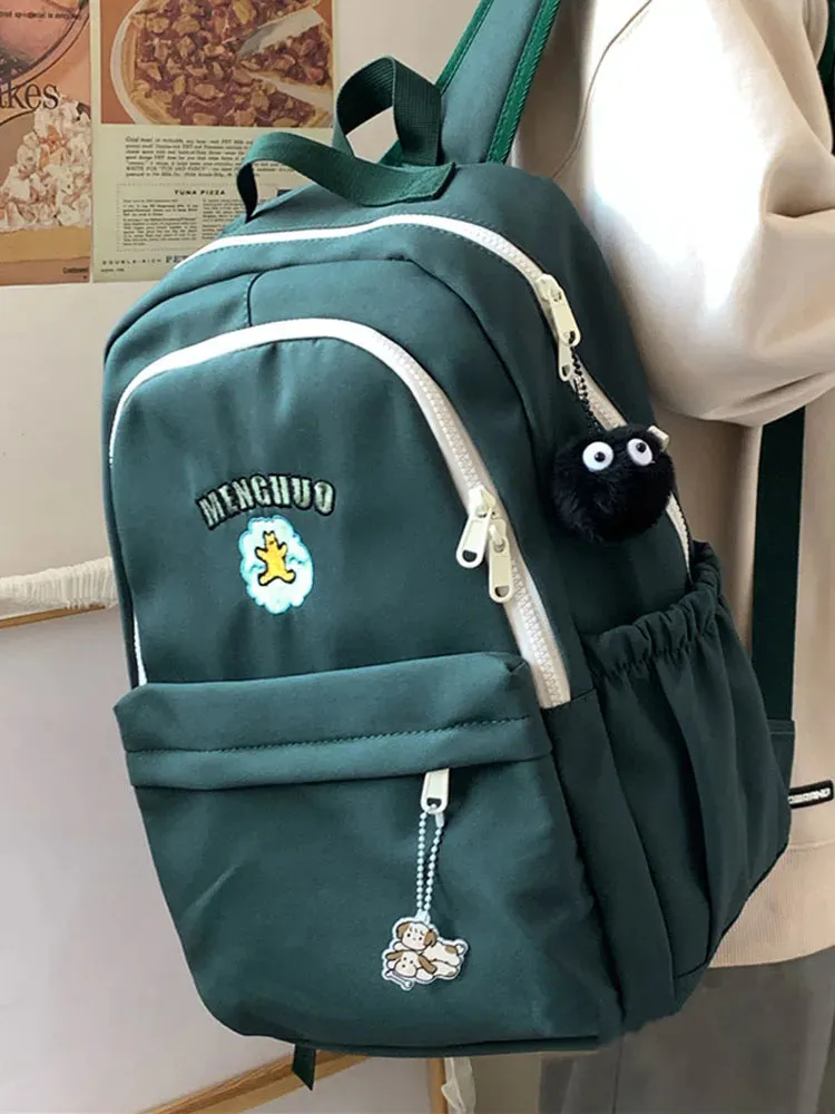 TAVIMART  -  Women Backpack Kawaii Bear Embroidery Japanese Harajuku Laptop Travel Water Proof Aesthetic Y2k High Capacity School Bags Unisex