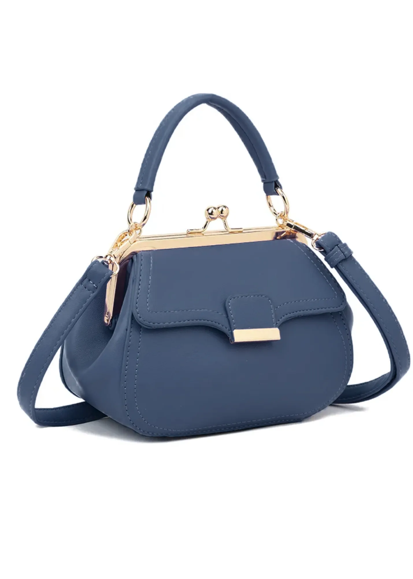 The Edit - Navy Mini Retro Clasp Bag