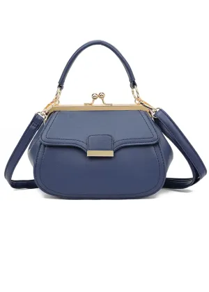 The Edit - Navy Mini Retro Clasp Bag