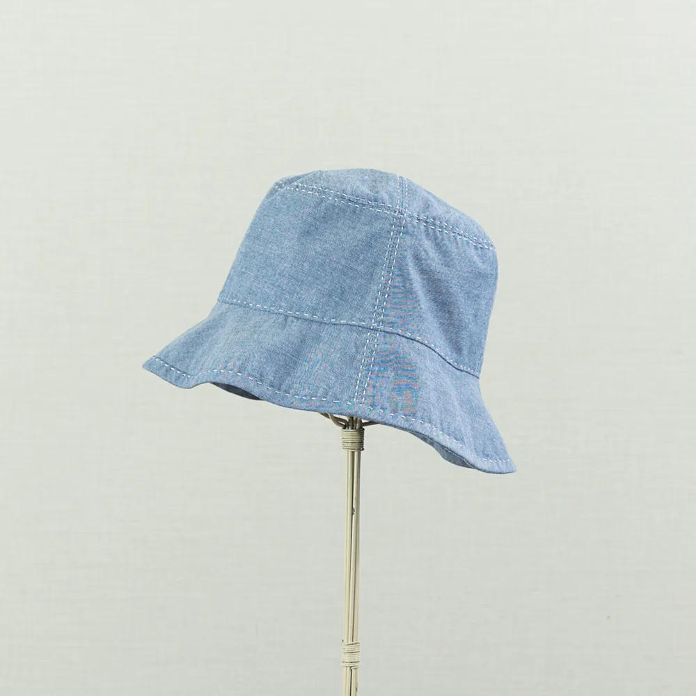 Tsuyumi Cotton Dungaree Sashiko Stitched Bucket Hat