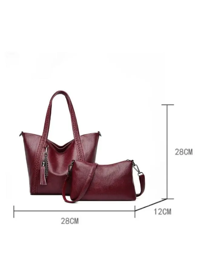 Two Pcs Leather Tote Bag for Women