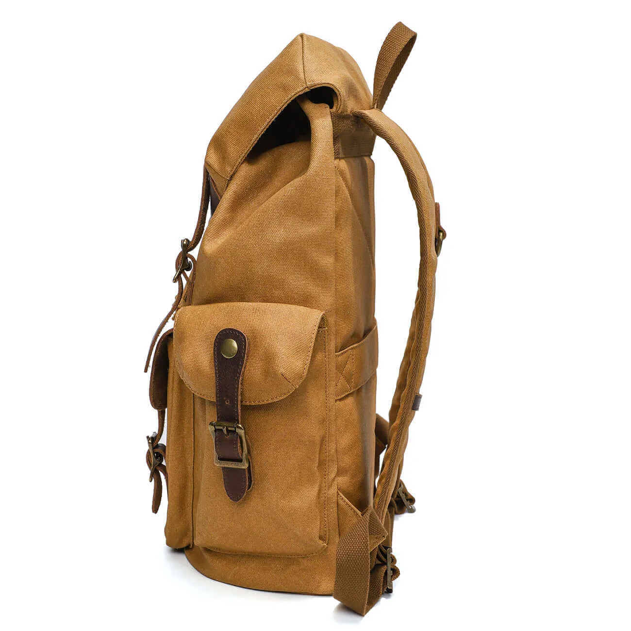 Vintage Motorcycle Style Canvas Backpack - Fits 16" Laptops 26L