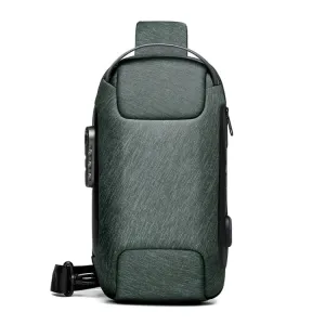 WEIXIER 9530 Men Oxford Cloth Chest Bag Anti-theft Crossbody Bag Sports Backpack(Army Green)