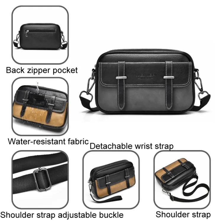 WEIXIER D408 Large Capacity Waterproof Wear-resistant Shoulder Crossbody Bag Casual Men Small Bag(Khaki)