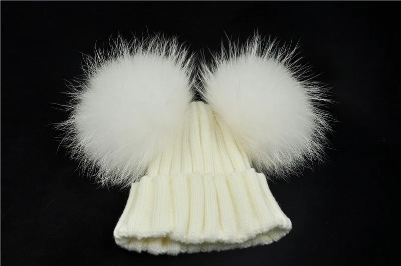 White Double Pomkin Fur Hat