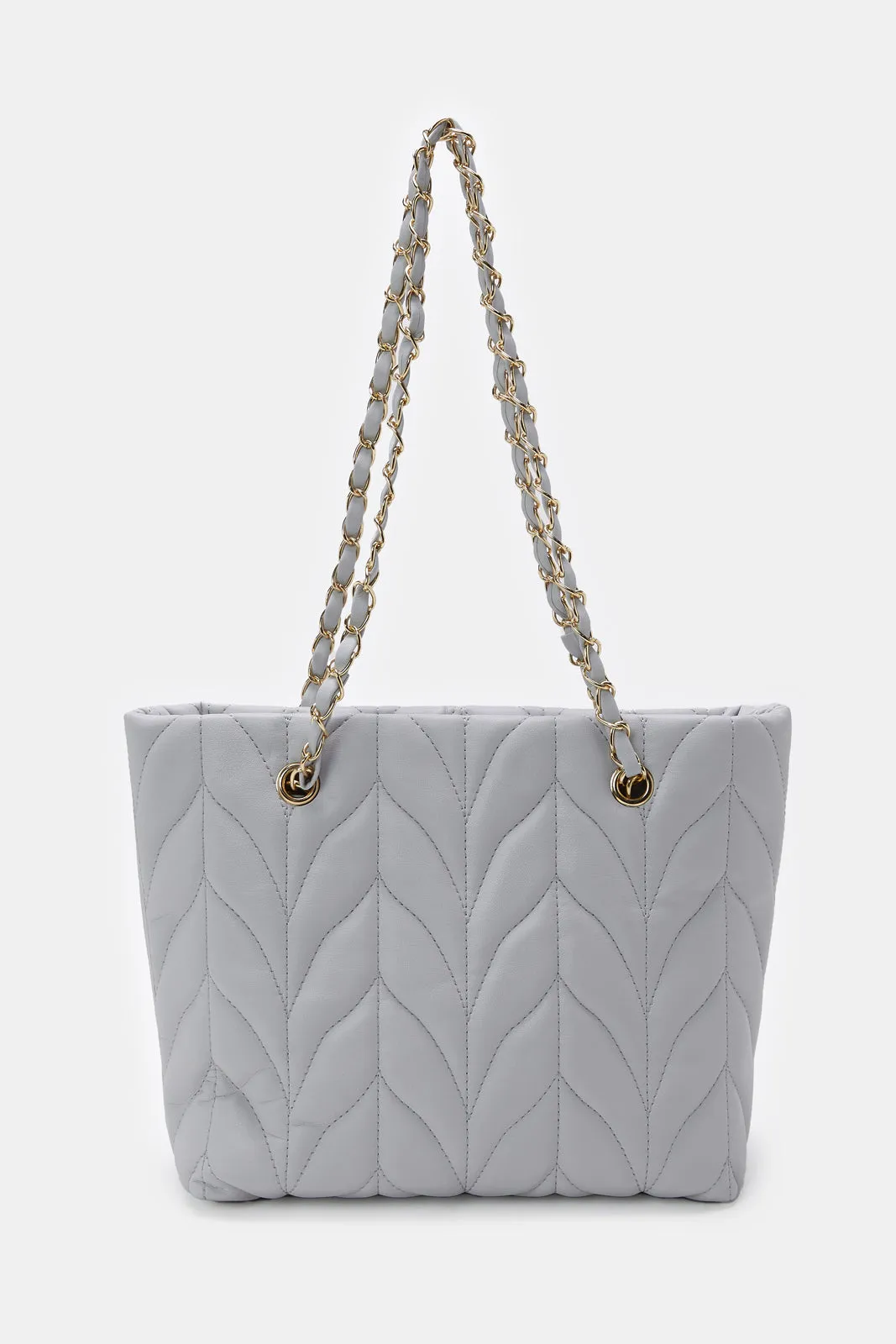 Women Grey Textured Tote Bag