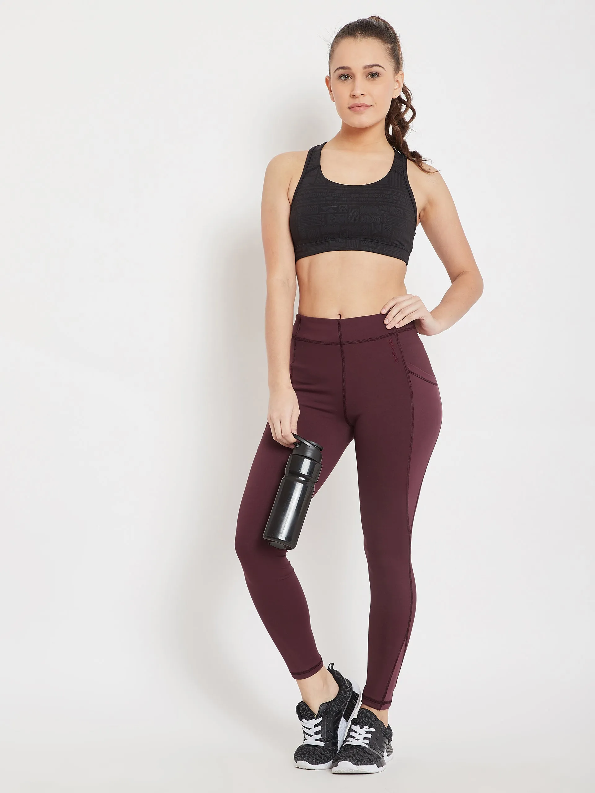 Women Sports Maroon Tights