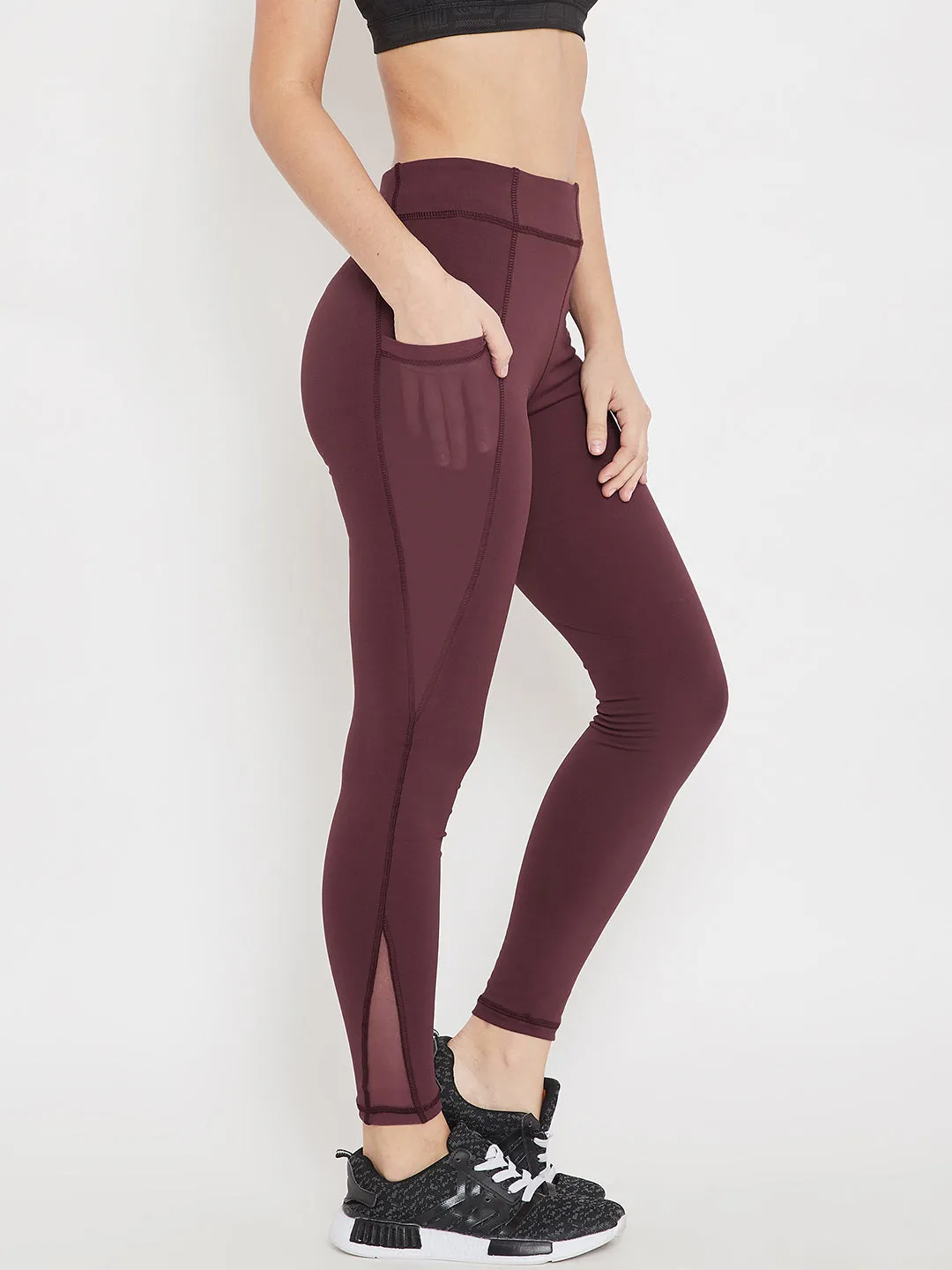 Women Sports Maroon Tights