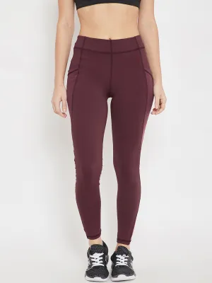 Women Sports Maroon Tights