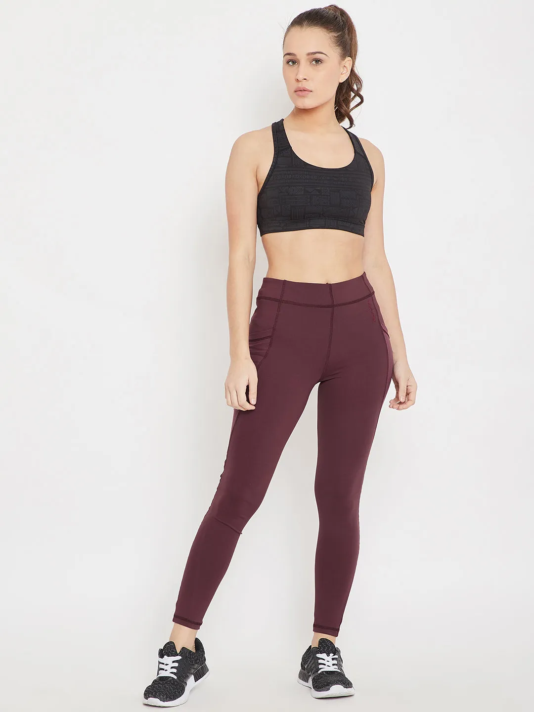 Women Sports Maroon Tights